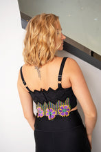 Black Floral Embroidered Crop Top