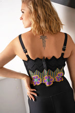 Black Floral Embroidered Crop Top