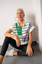 Striped 1/4 Zip Vest Crop Top