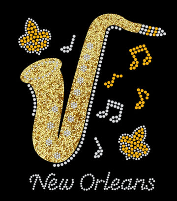 Saxofón con notas musicales