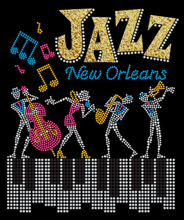 Camiseta de diamantes de imitación de jazz de Nueva Orleans