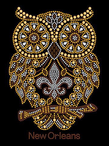 Qui est-ce ?! T-shirt hibou strass noir et doré