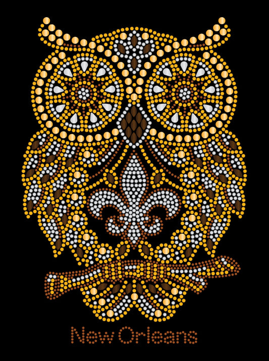 Whooo Dat?! Black and Gold Rhinestone Owl Tshirt