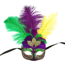 Mask with Glitter Face and Feathers