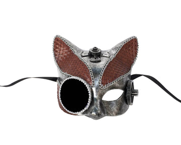 Masque de chat Steampunk avec des accents en cuir