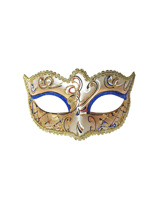 Masque victorien œillet tourbillon doré et argenté