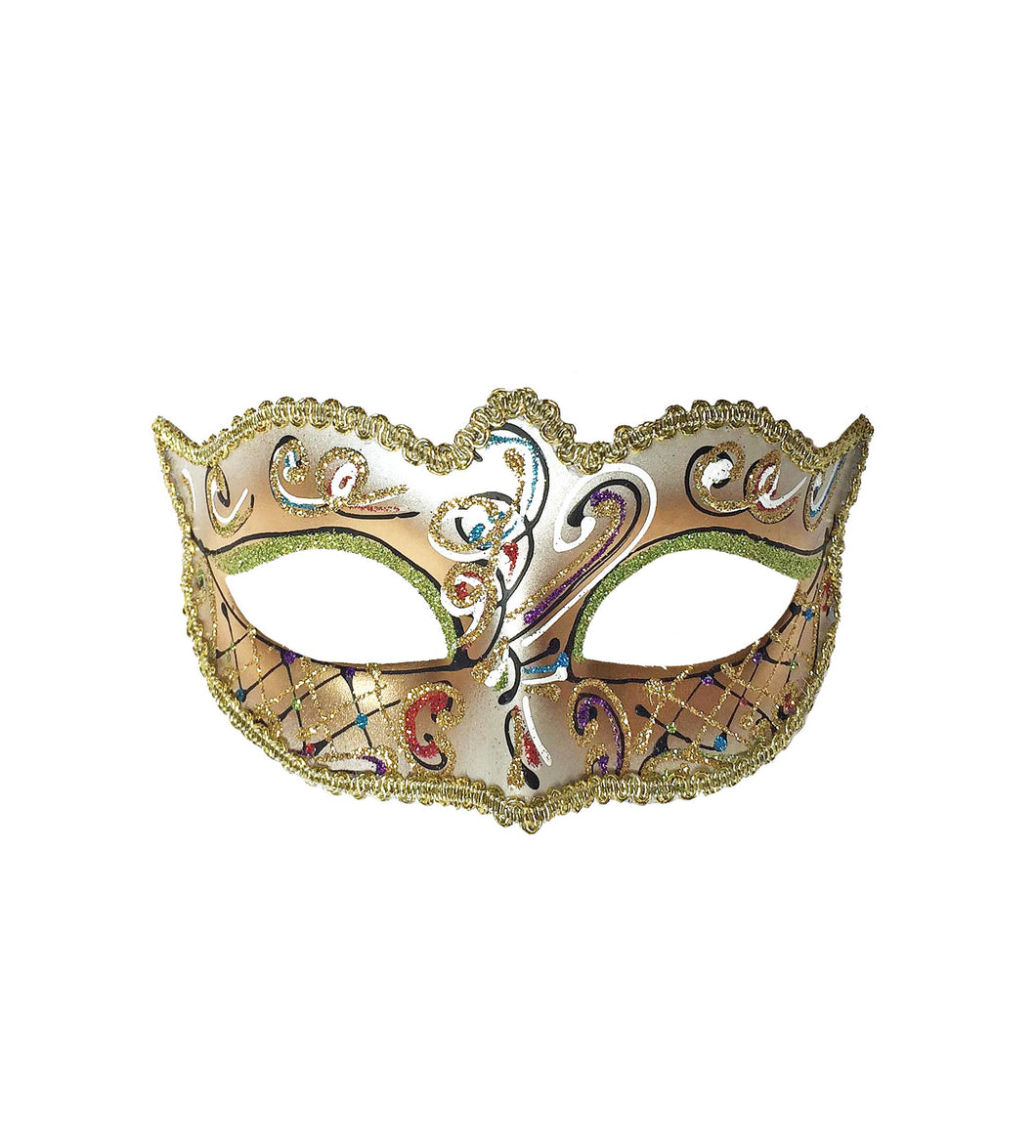 Victorian Eyelet Swirl Mask In Gold And Silver
