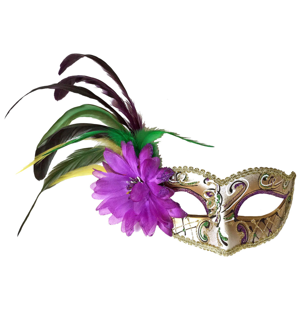 Victorian Style Eyelet with Swirls, Flower and Side Feathers