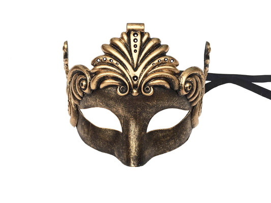 Masque œil de chat en bronze avec volutes romanes