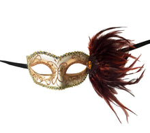 Glitter Swirl Eyelet Mask With Side Feathers