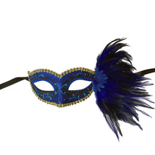 Glitter Swirl Eyelet Mask With Side Feathers