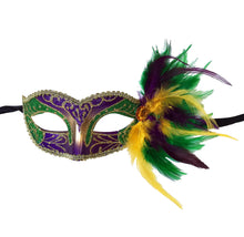 Eyelet Mask with Jewel and Side Feathers