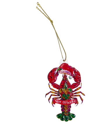 Mosaic Crawfish Ornament with New Orleans