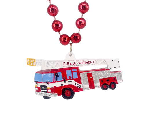 Fire Truck Medallion on Red Bead