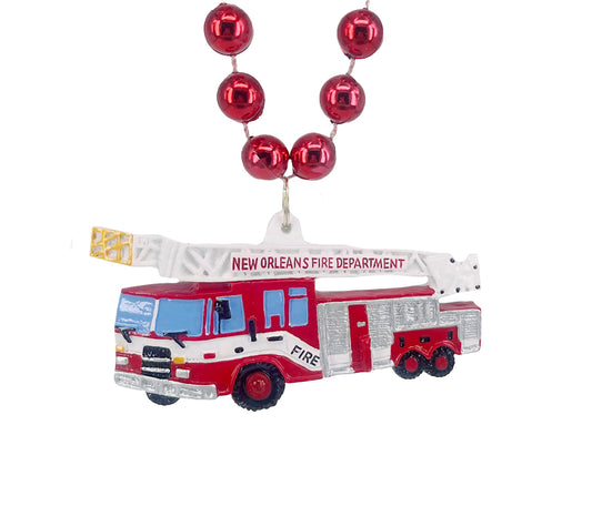 Fire Truck Medallion on Red Bead with New Orleans