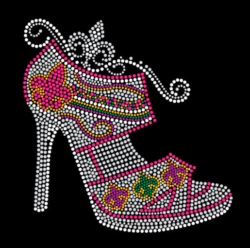 Silver Stiletto Sandal with Fleur de Lis Details Rhinestone Tshirt (Short or Long Sleeve)