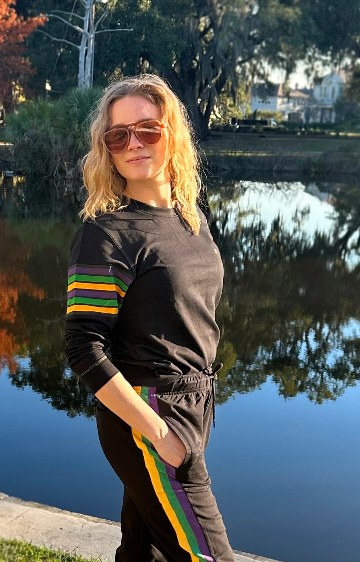 Sudadera de felpa francesa para adulto con rayas vintage en las mangas - Negra