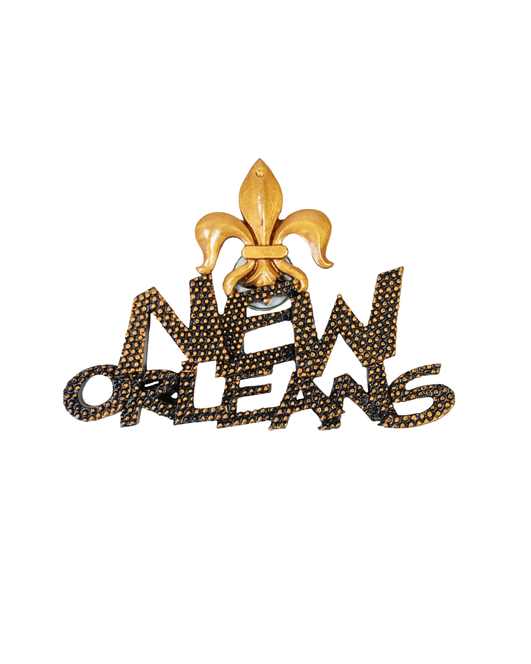 New Orleans with Gold Fleur de Lis Magnet