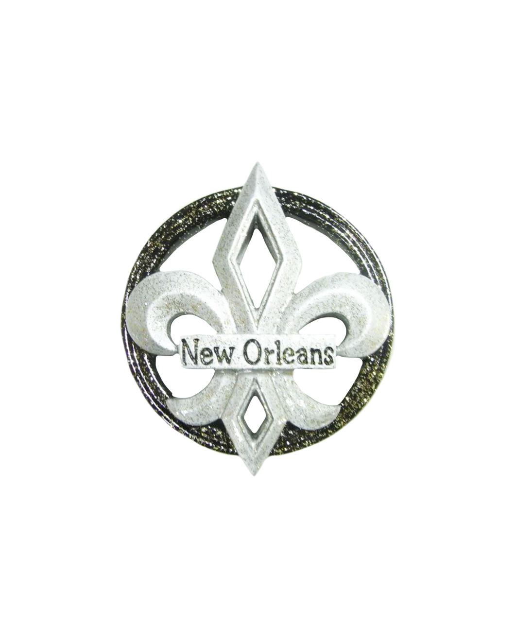 Fleur de Lis Silver and Gold Circled Magnet