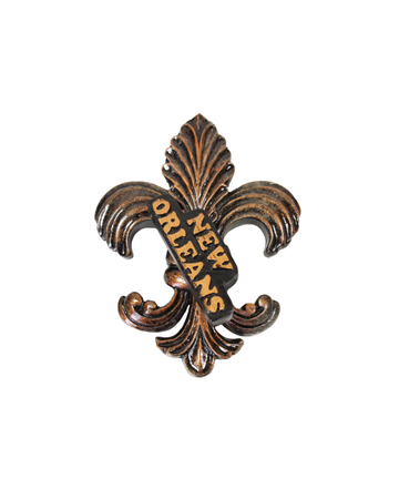 Aimant de La Nouvelle-Orléans en bronze avec fleur de lys en diagonale