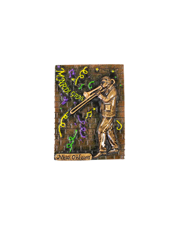 Imán de Músico Callejero de Bronce