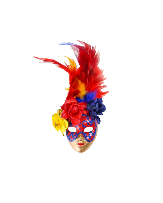 Masque intégral avec aimant, fleurs et plumes (plusieurs coloris)