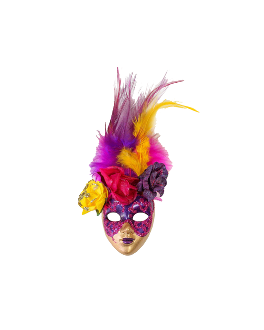 Masque intégral avec aimant, fleurs et plumes (plusieurs coloris)