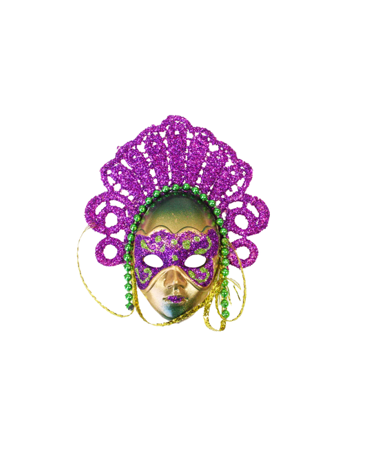 Aimant Masque Facial avec Perlage et Coiffe Royale (Plusieurs Couleurs)