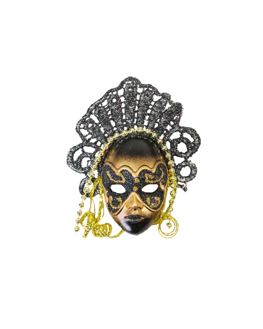 Aimant Masque Facial avec Perlage et Coiffe Royale (Plusieurs Couleurs)