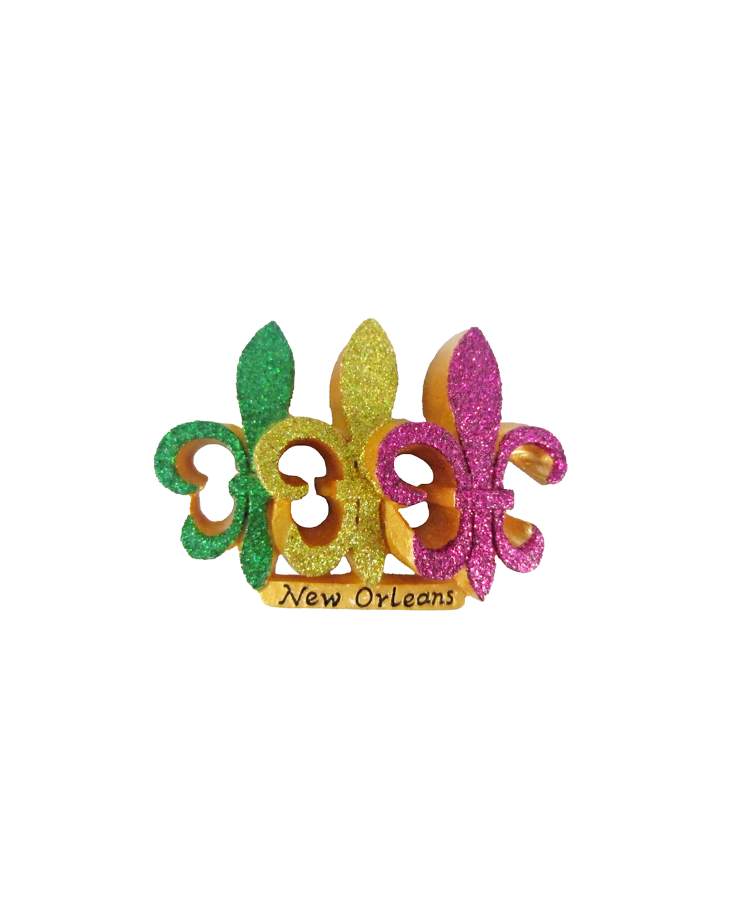 Fleur de Lis Trio Magnet in Purple/Green/Gold Glitter