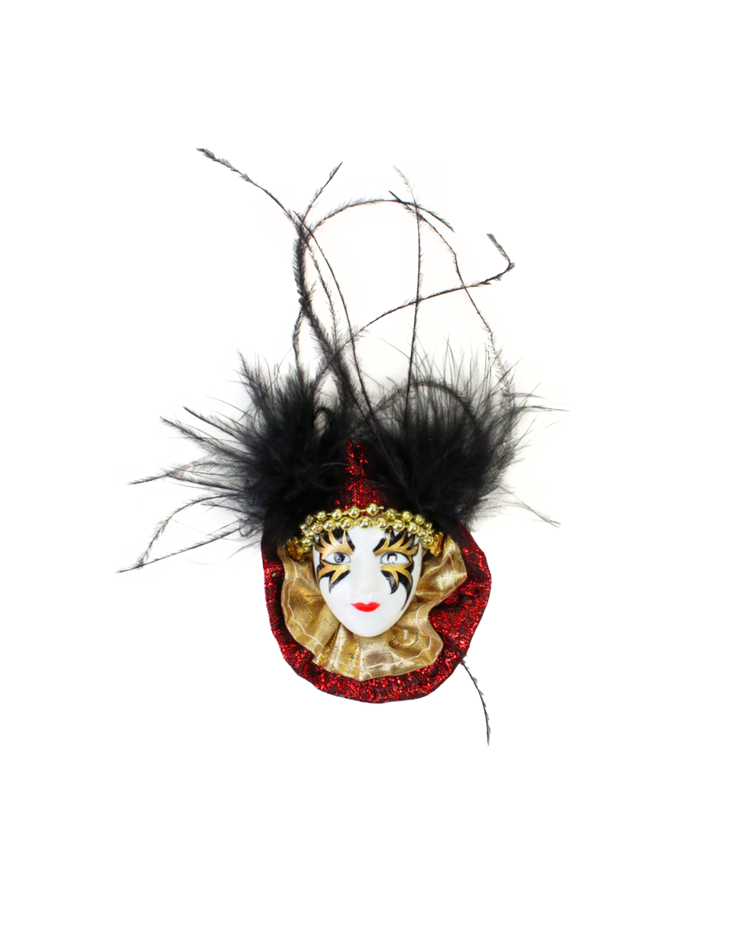 Face Mask Magnet with Feathers and Royal Collar (Multiple Colors)