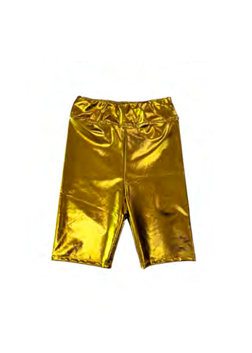 Junior Metallic Biker Shorts - Gold