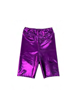 Junior Metallic Biker Shorts - Purple