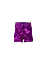 Youth Metallic Biker Shorts - Purple