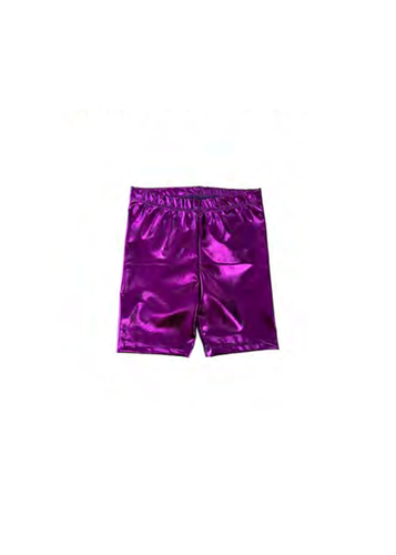 Youth Metallic Biker Shorts - Purple