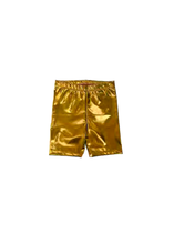 Youth Metallic Biker Shorts - Gold