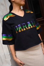 Sequin Parade Short Sleeve Crop Pullover