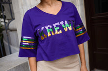 Sequin Krewe Short Sleeve Crop Pullover – Purple
