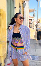 Black Floral Embroidered Crop Top