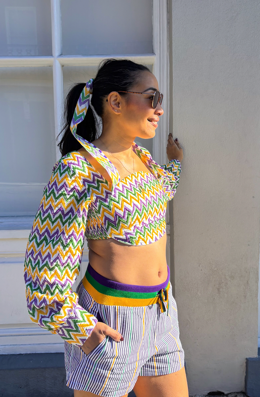 Chevron Beaded Crop Top