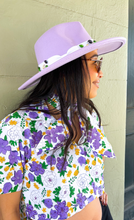 Mardi Gras Floral Block Print Button Up Crop Top Shirt