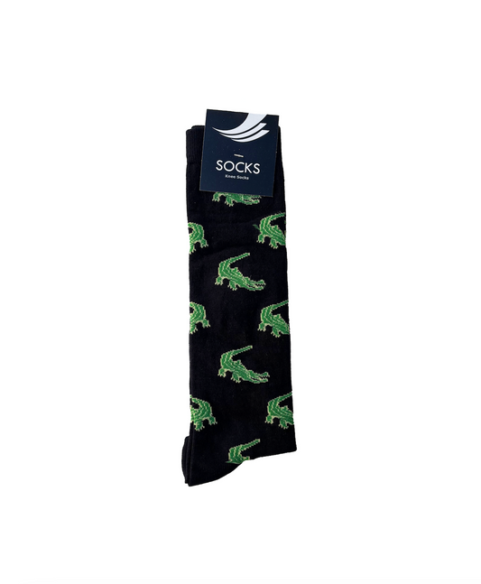 Chaussettes noires à motif alligator (bébés, enfants et adultes)