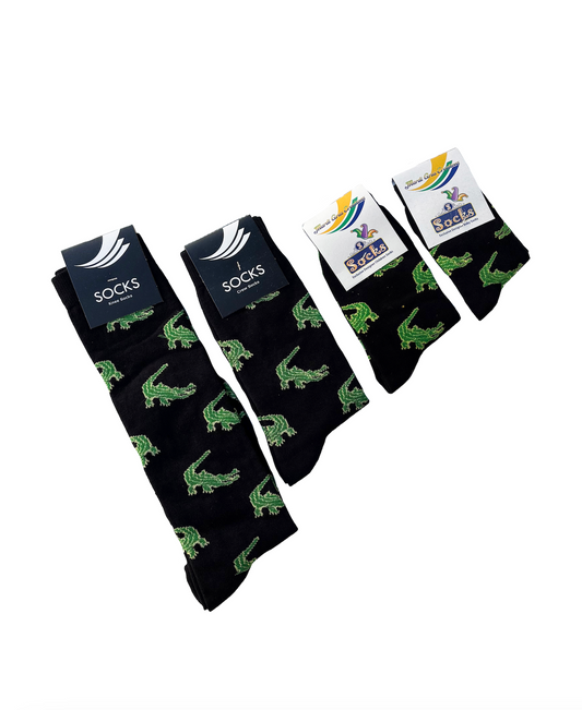 Chaussettes noires à motif alligator (bébés, enfants et adultes)