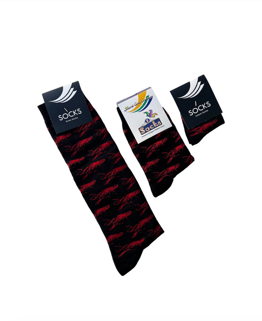 Crawfish Pattern on Black Socks (Infants, Kids, and Adults)