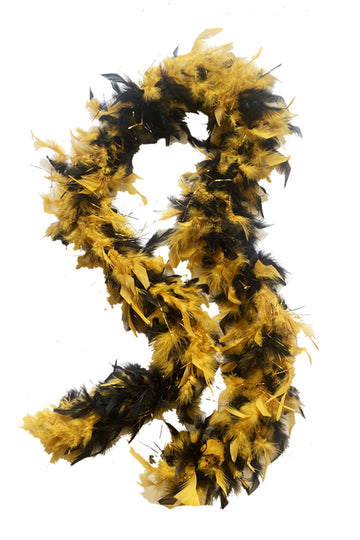 Boas de plumas bitono negras y doradas