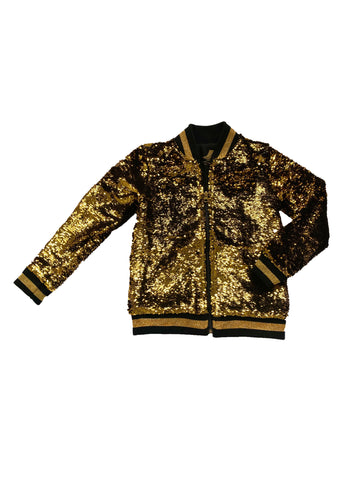 Veste à sequins noire et or classique pour jeune
