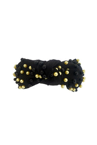 Pearl Headband - Black with Black and Gold Beads