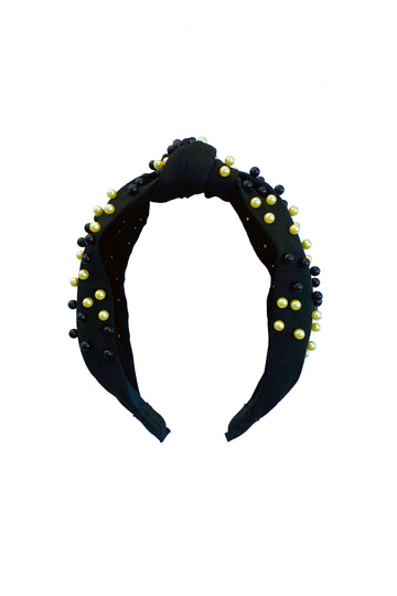 Diadema de perlas - Negro con cuentas negras y doradas