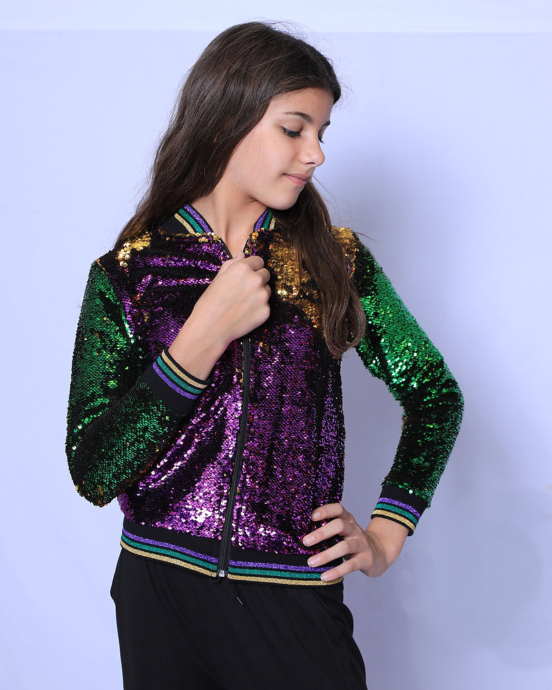 Sequin Jacket Purple, Green, and Gold Youth Classic