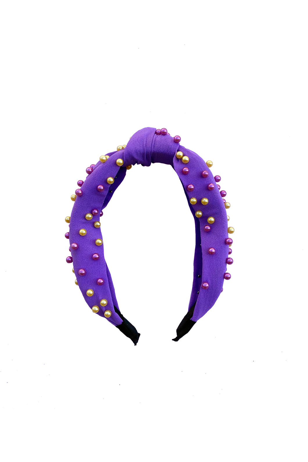 Pearl Headband - Lavender with Purple and Gold Beads